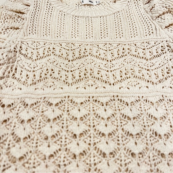 Mango Open knit Cotton Puff Sleeve Sweater - Picture 6 of 6